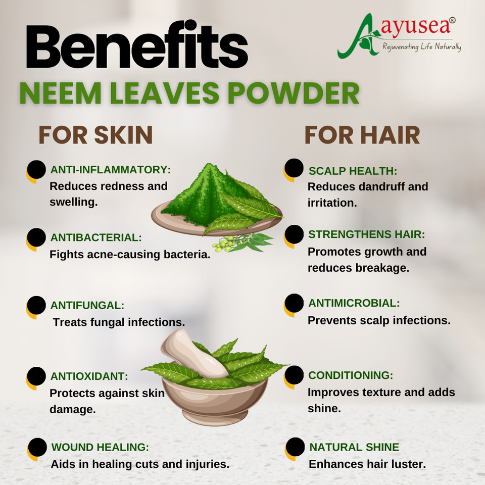 AYUSEA Amla powder (200g) and Neem powder (100g) combo for hair shine , dandruff , strength