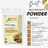 AYUSEA Aloe vera gel(200g) , Multani mitti powder (200g) and Rose water (120ml) combo for oily skin , acne and hyderation