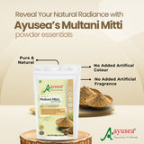 AYUSEA Aloe vera gel(200g) , Multani mitti powder (200g) and Rose water (120ml) combo for oily skin , acne and hyderation