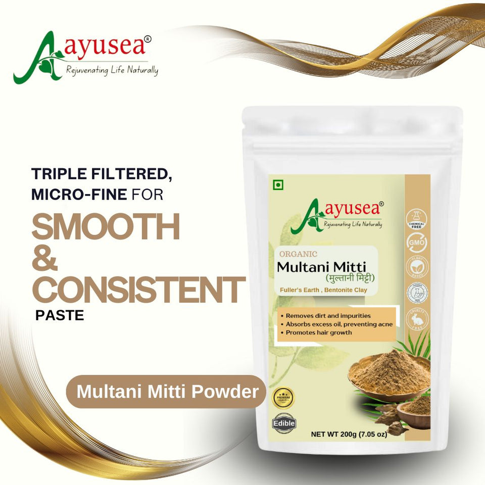 AYUSEA Combo - Contains 3 products {Mulethi powder (100g), Orange Peel powder (100g), Multani mitti powder(200g)} | 100% Pure & Organic | make radiant skin & fight acne