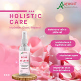 AYUSEA Hibiscus powder (100g) and Rose water (120ml) combo for glowing and youthful skin and hair growth