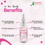 AYUSEA Hibiscus powder (100g) and Rose water (120ml) combo for glowing and youthful skin and hair growth