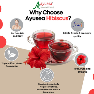 AYUSEA Hibiscus powder (100g) and Rose water (120ml) combo for glowing and youthful skin and hair growth