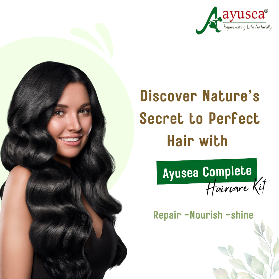 AYUSEA complete hair care kit combo - Contains 6 products ( Amla powder, Hibiscus powder, Bhringraj powder, Henna powder & Neem powder, Mulethi powder).