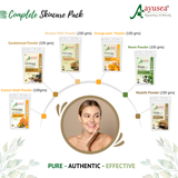 AYUSEA complete skin care kit combo - Contains 6 products ( Orange Peel, Sandalwood, Kasturi Haldi, Multani Mitti, Neem powder, Mulethi powder).