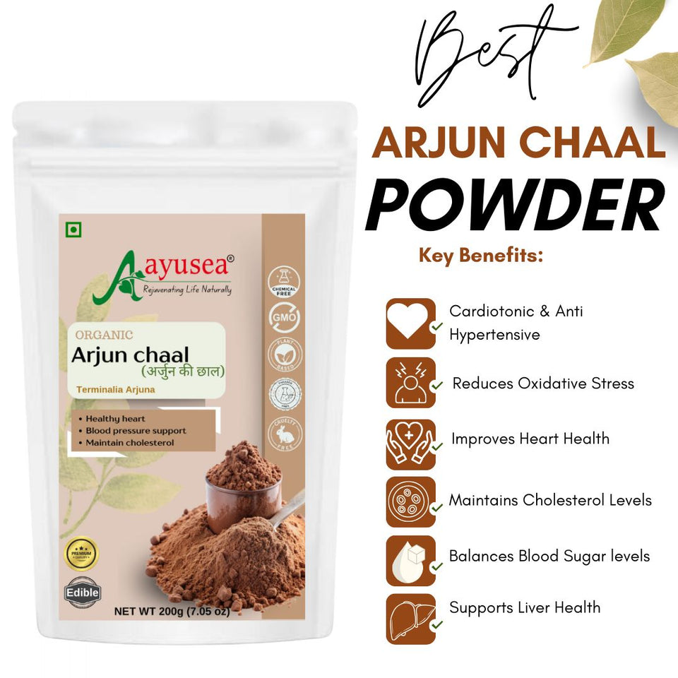 AYUSEA Ashwagandha powder (200g) and Arjun chaal powder (200g) combo for cardiovascular health and stress management