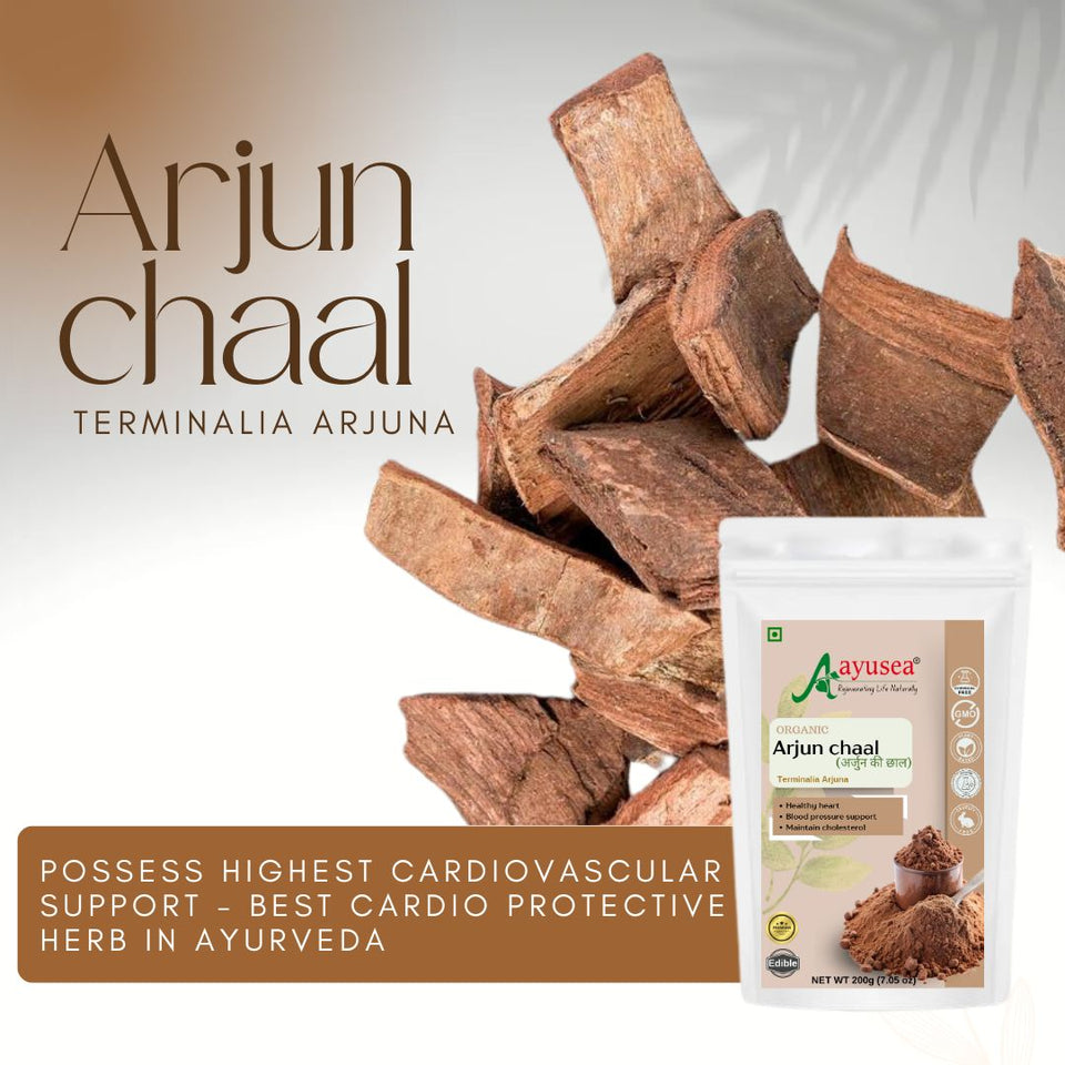 AYUSEA Ashwagandha powder (200g) and Arjun chaal powder (200g) combo for cardiovascular health and stress management