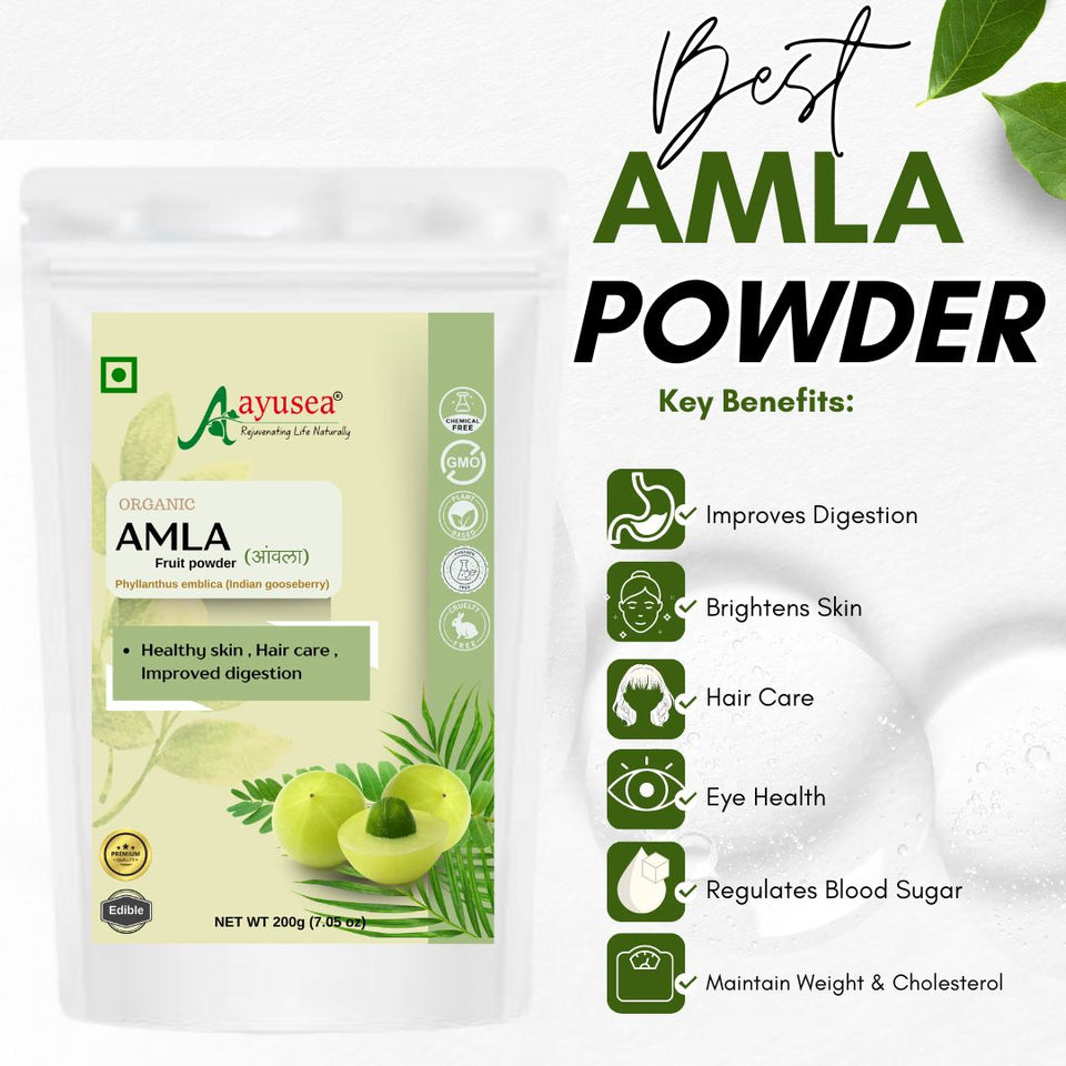 AYUSEA Amla powder (200g) and Neem powder (100g) combo for hair shine , dandruff , strength