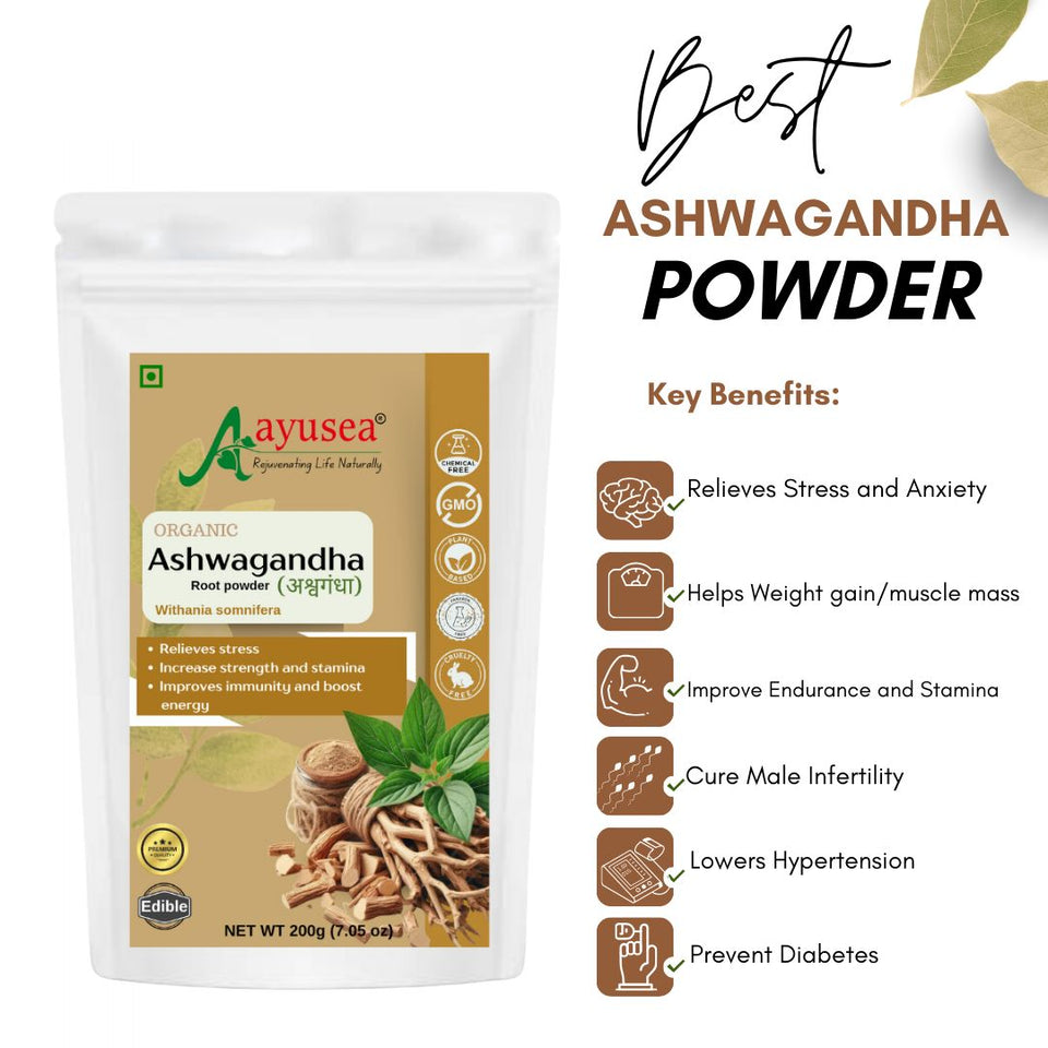 AYUSEA Ashwagandha powder (200g) and Arjun chaal powder (200g) combo for cardiovascular health and stress management