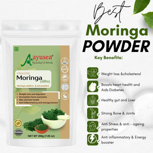 AYUSEA Moringa powder (200g) and Ashwagandha powder (200g) and Amla powder (200g) combo for strength, immunity and stress relief