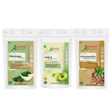 AYUSEA Moringa powder (200g) and Ashwagandha powder (200g) and Amla powder (200g) combo for strength, immunity and stress relief